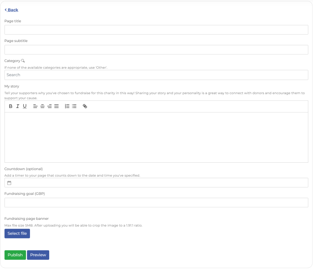 Create fundraising page - wonderful.org